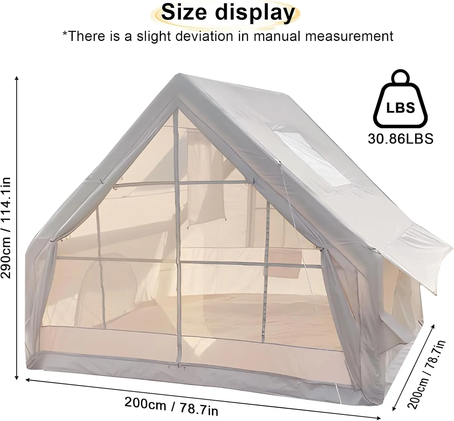 1-6 Person Inflatable Camping Tent, 300x210x210cm Family Camping Tent, Easy to Install Waterproof and Windproof, with Open Windows, Spacious Inflatable Tent