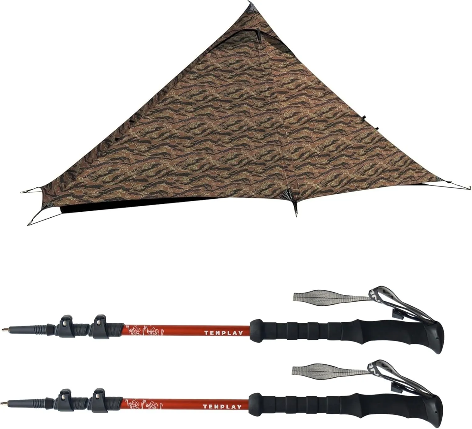 1 Person Waterproof Trekking Pole Tent with Trekking Pole 2PCS
