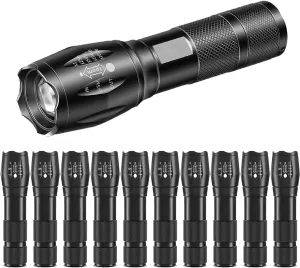 10 Pack LED Flashlight, Bright Powerful Flash Light with 5 Lighting Modes, Small Zoomable Tactical Flashlights High Lumens, Waterproof EDC Flashlights for Home, Camping, Emergency