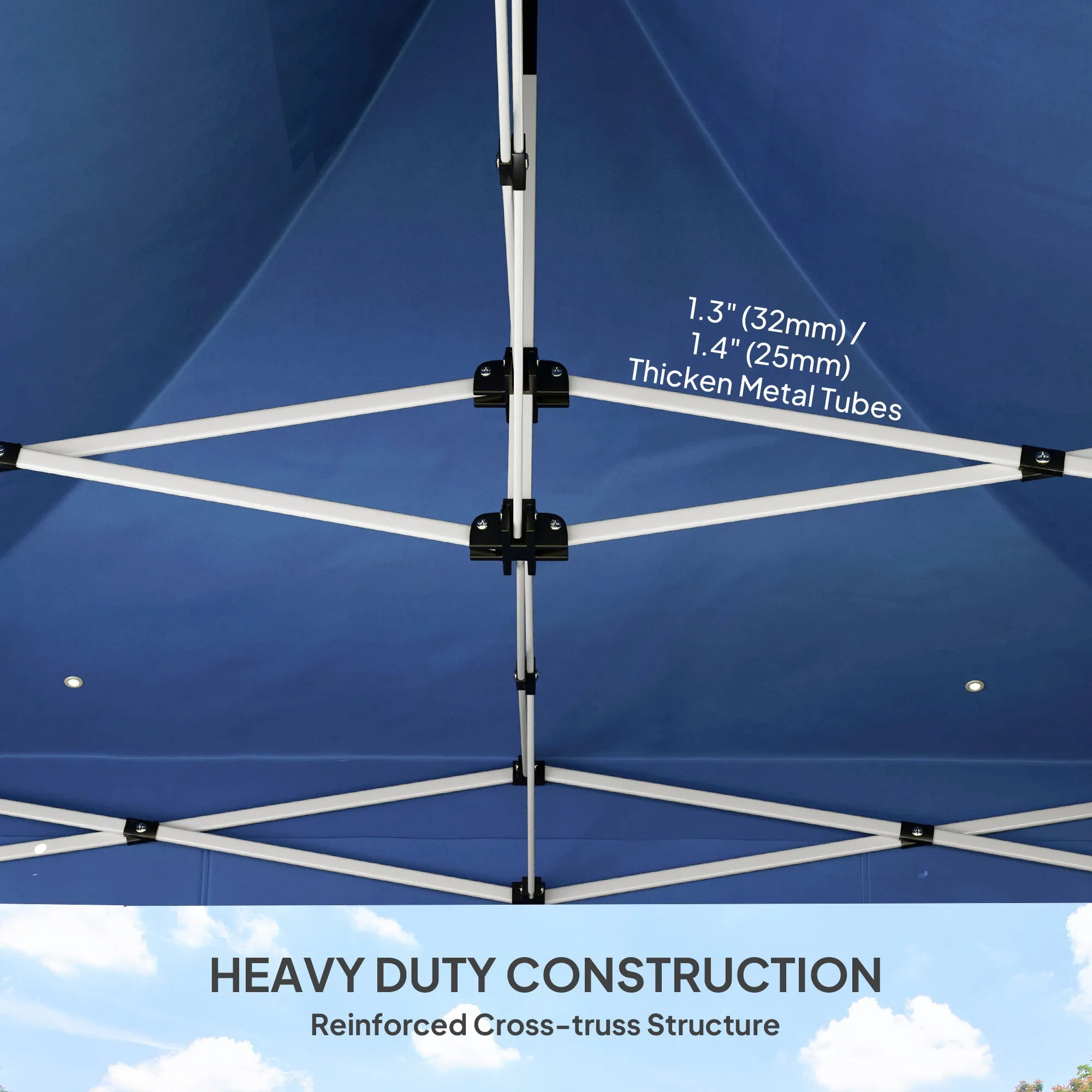 10' x 10' Heavy Duty Pop-Up Canopy Tent with Sidewalls, UPF50  Sun Shelter, Dark Blue