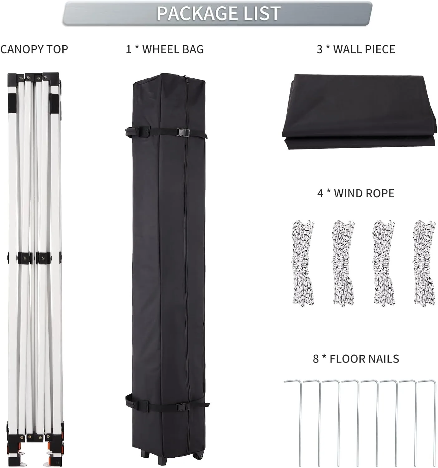 10 x 10 Pop Up Canopy Tent, Commercial Instant Shade Canopy with 3 Removable Sidewalls, Heavy Duty Outdoor Canopy with Wheeled Carry Bag, Stakes and Nails, Black