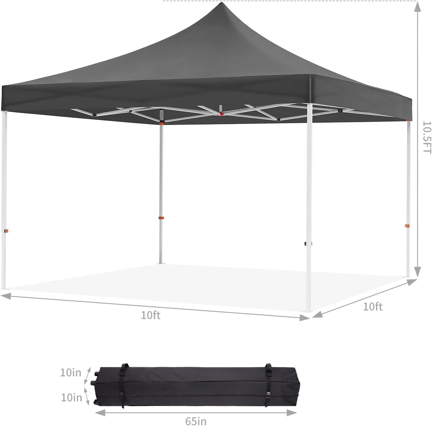 10 x 10 Pop Up Canopy Tent, Commercial Instant Shade Canopy with 3 Removable Sidewalls, Heavy Duty Outdoor Canopy with Wheeled Carry Bag, Stakes and Nails, Black
