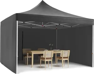10 x 10 Pop Up Canopy Tent, Commercial Instant Shade Canopy with 3 Removable Sidewalls, Heavy Duty Outdoor Canopy with Wheeled Carry Bag, Stakes and Nails, Black