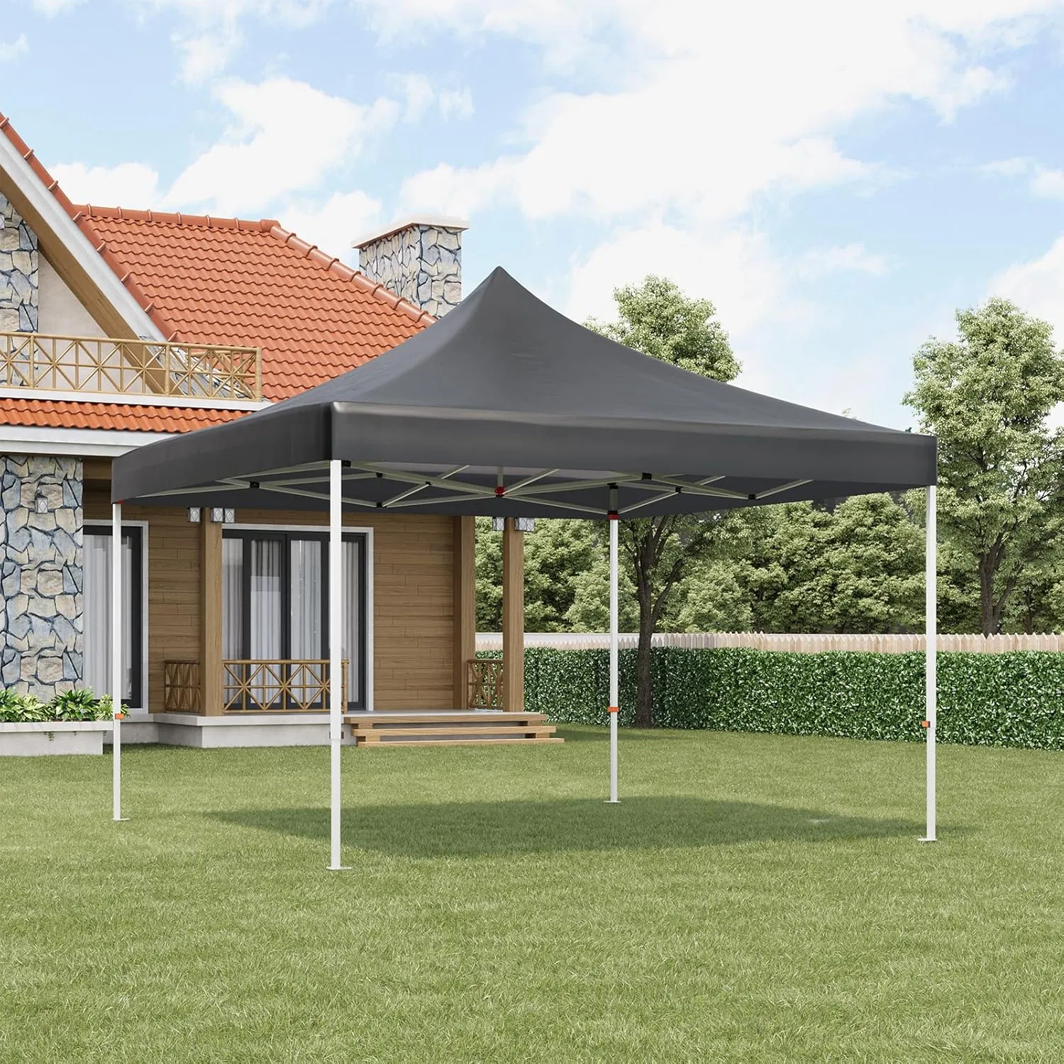 10 x 10 Pop Up Canopy Tent, Commercial Instant Shade Canopy with 3 Removable Sidewalls, Heavy Duty Outdoor Canopy with Wheeled Carry Bag, Stakes and Nails, Black