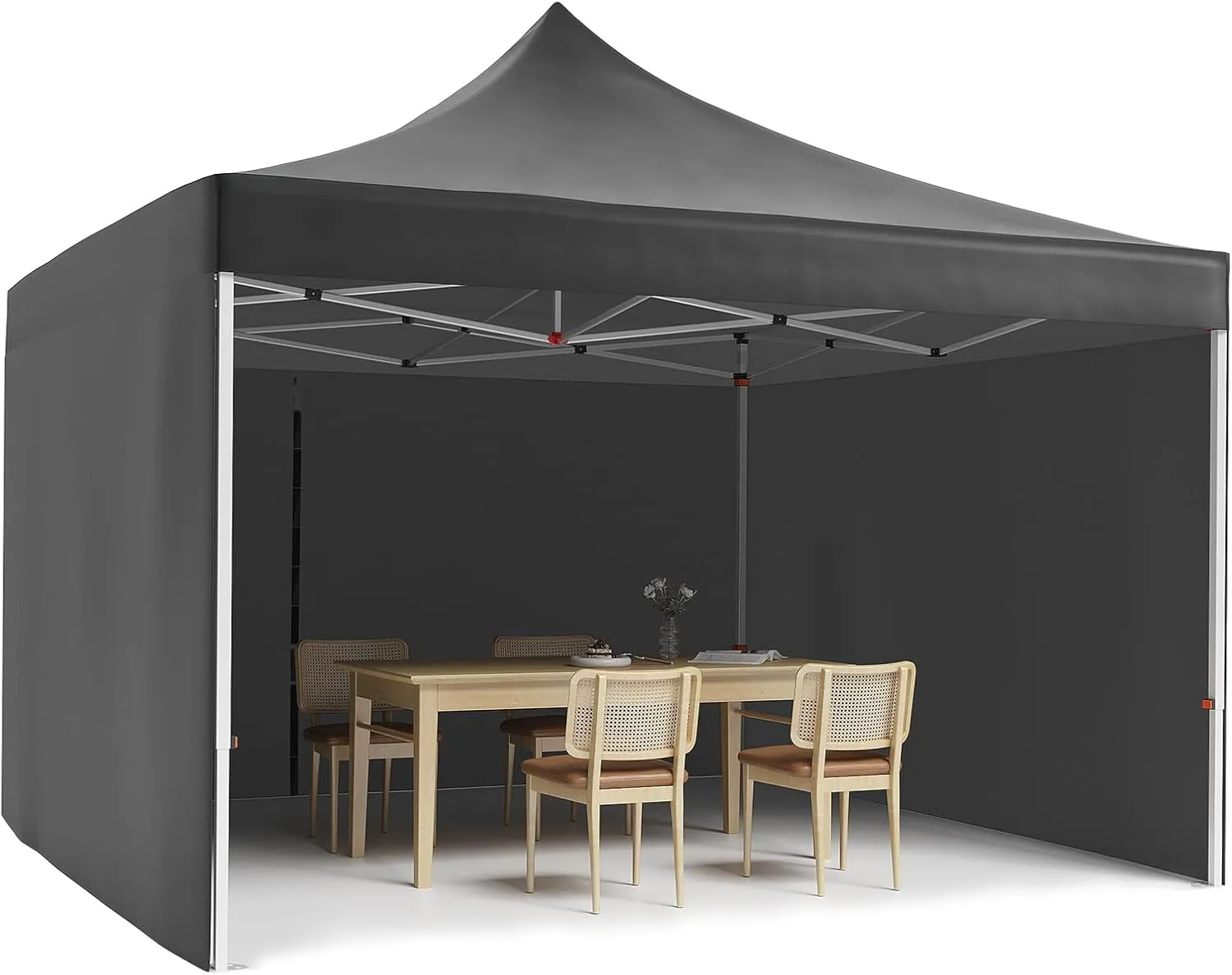 10 x 10 Pop Up Canopy Tent, Commercial Instant Shade Canopy with 3 Removable Sidewalls, Heavy Duty Outdoor Canopy with Wheeled Carry Bag, Stakes and Nails, Black