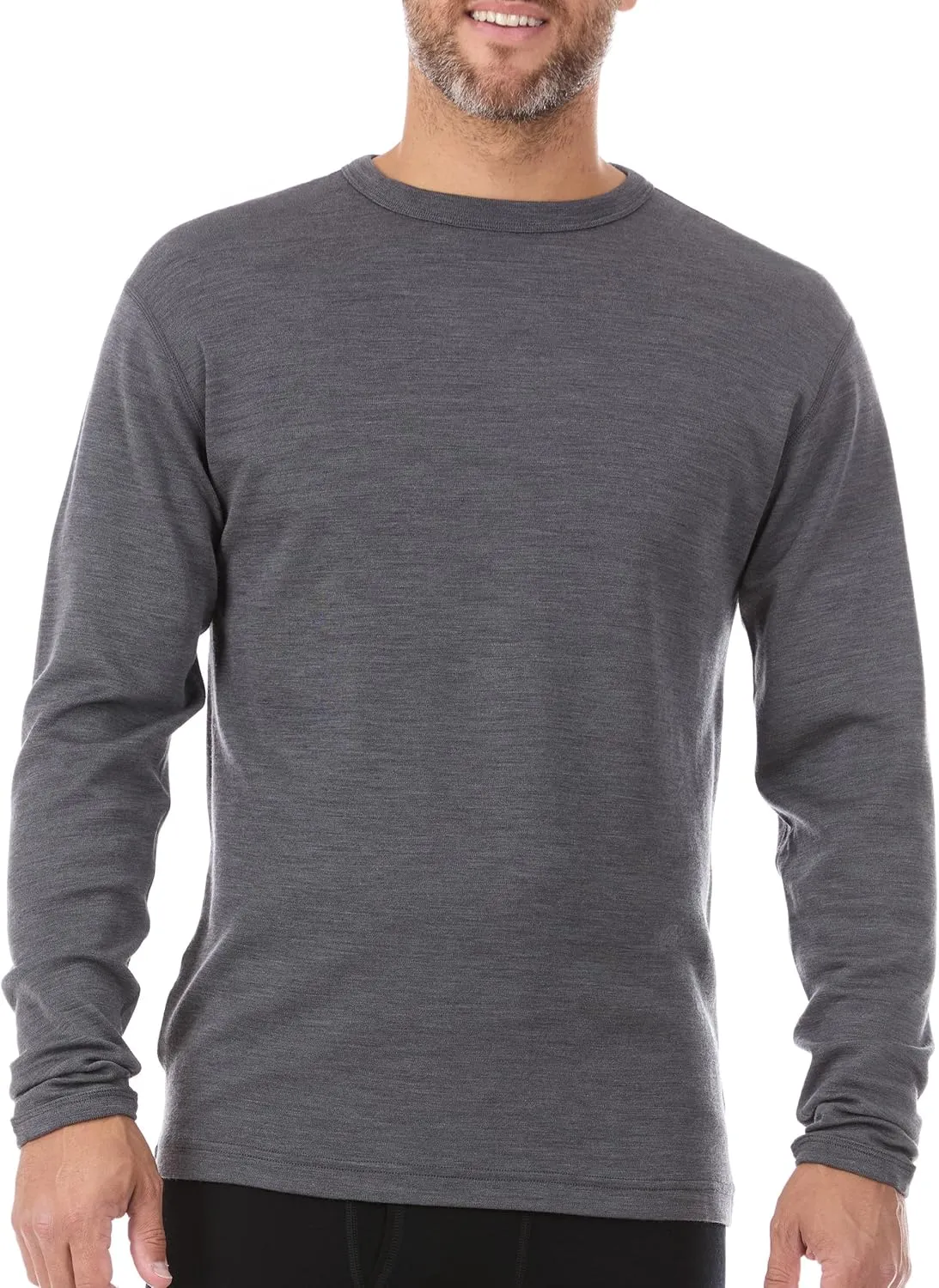 100% Merino Wool - Men's Long Sleeve Crew Shirt - Thermal Base Layer