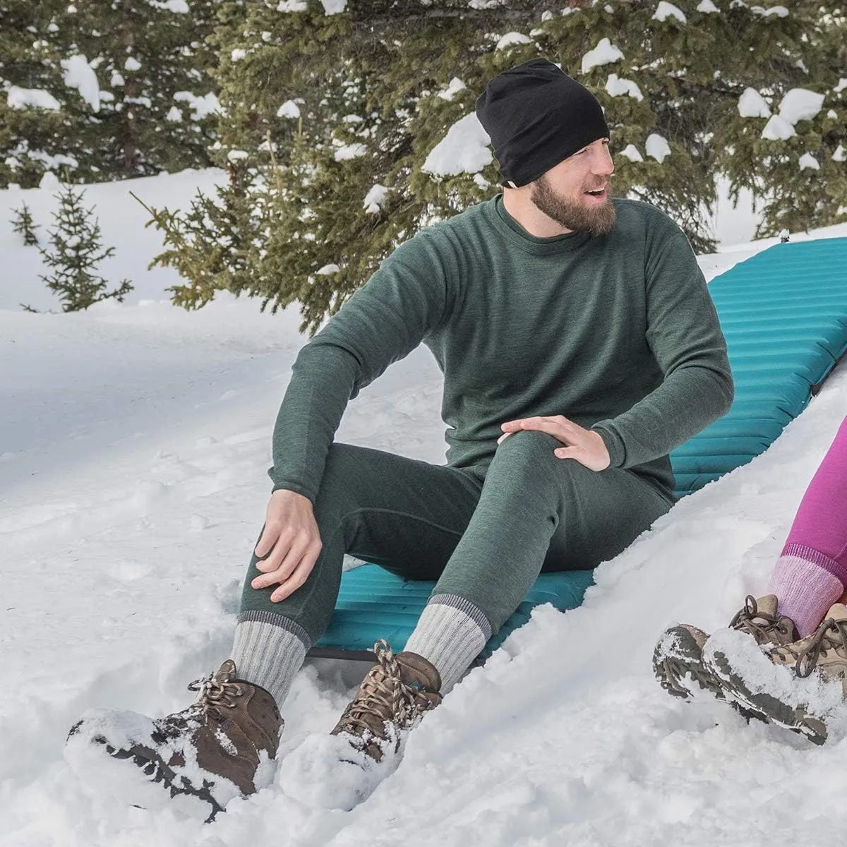 100% Merino Wool - Men's Long Sleeve Crew Shirt - Thermal Base Layer