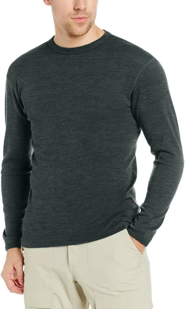 100% Merino Wool - Men's Long Sleeve Crew Shirt - Thermal Base Layer