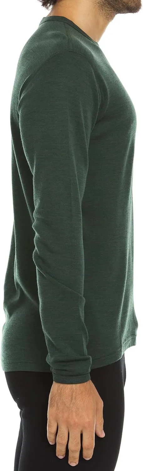 100% Merino Wool - Men's Long Sleeve Crew Shirt - Thermal Base Layer