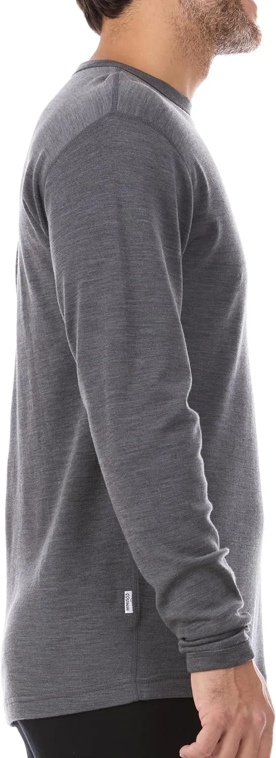 100% Merino Wool - Men's Long Sleeve Crew Shirt - Thermal Base Layer