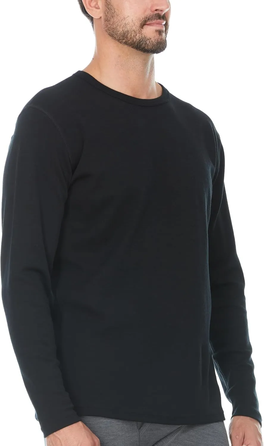 100% Merino Wool - Men's Long Sleeve Crew Shirt - Thermal Base Layer
