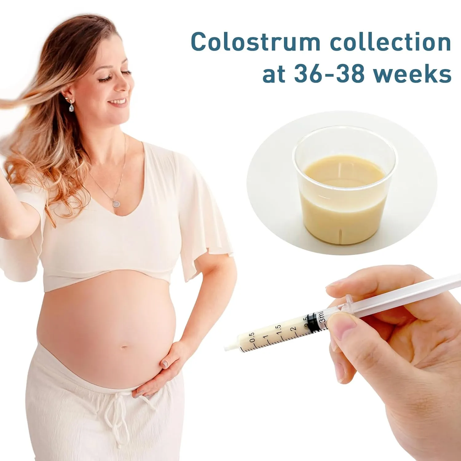 100 Sets 3ml Colostrum Syringes,Colostrum Collector kit Include 100 3ml Syringe with Cap, Sticker, Clear ziplock Bag and a Measuring Cup
