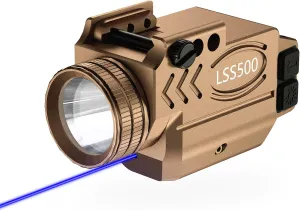 1000 Lumens Pistol Light Blue Laser Combo, Aluminum Tactical Weapon Light with Momentary and Strobe Mode, Magnetic USB Rechargeable and Ambidextrous Button, Fits for Compact Rail Mount