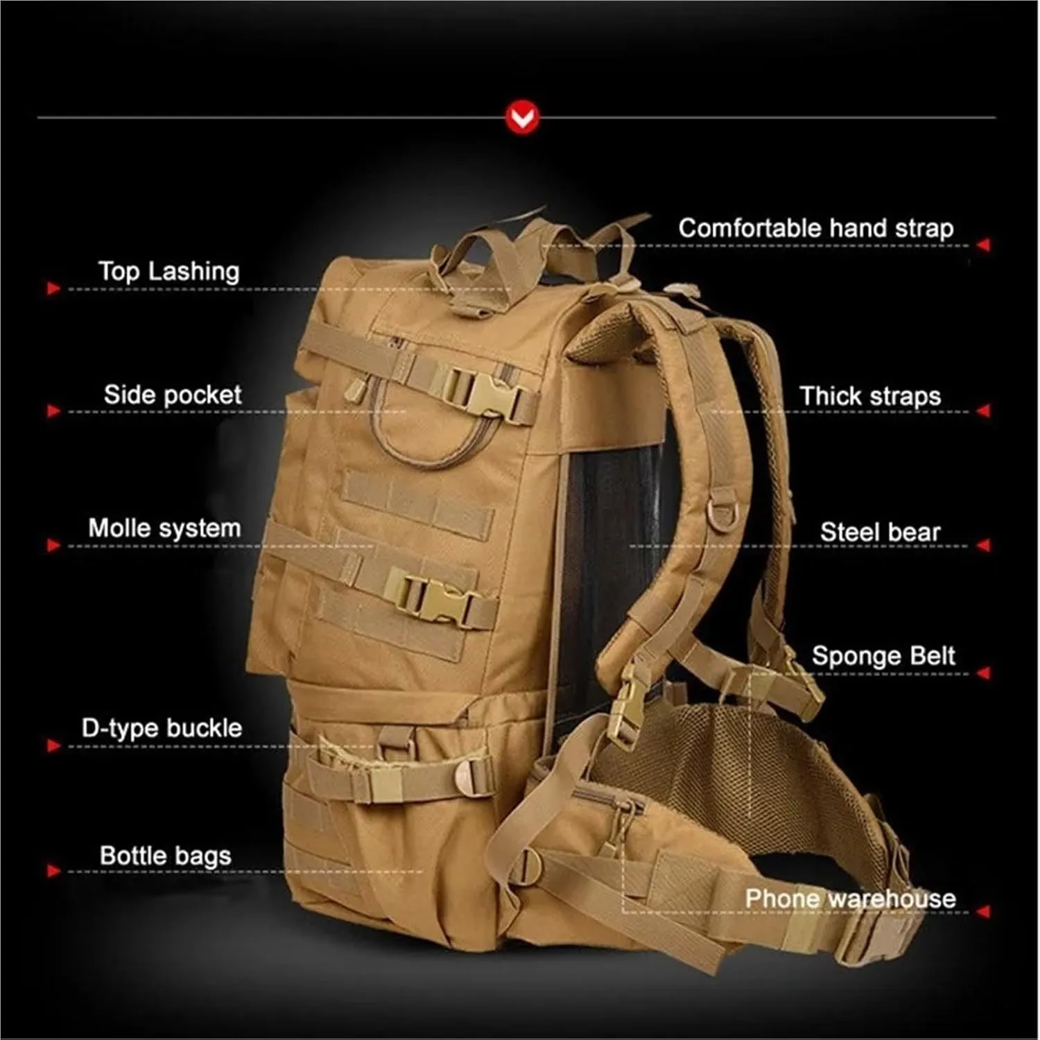 1000D Nylon Tactical Backpack Outdoor Rucksacks Tactical Sports Camping Hiking Trekking Hunting Bag Backpack With Frame(Green)