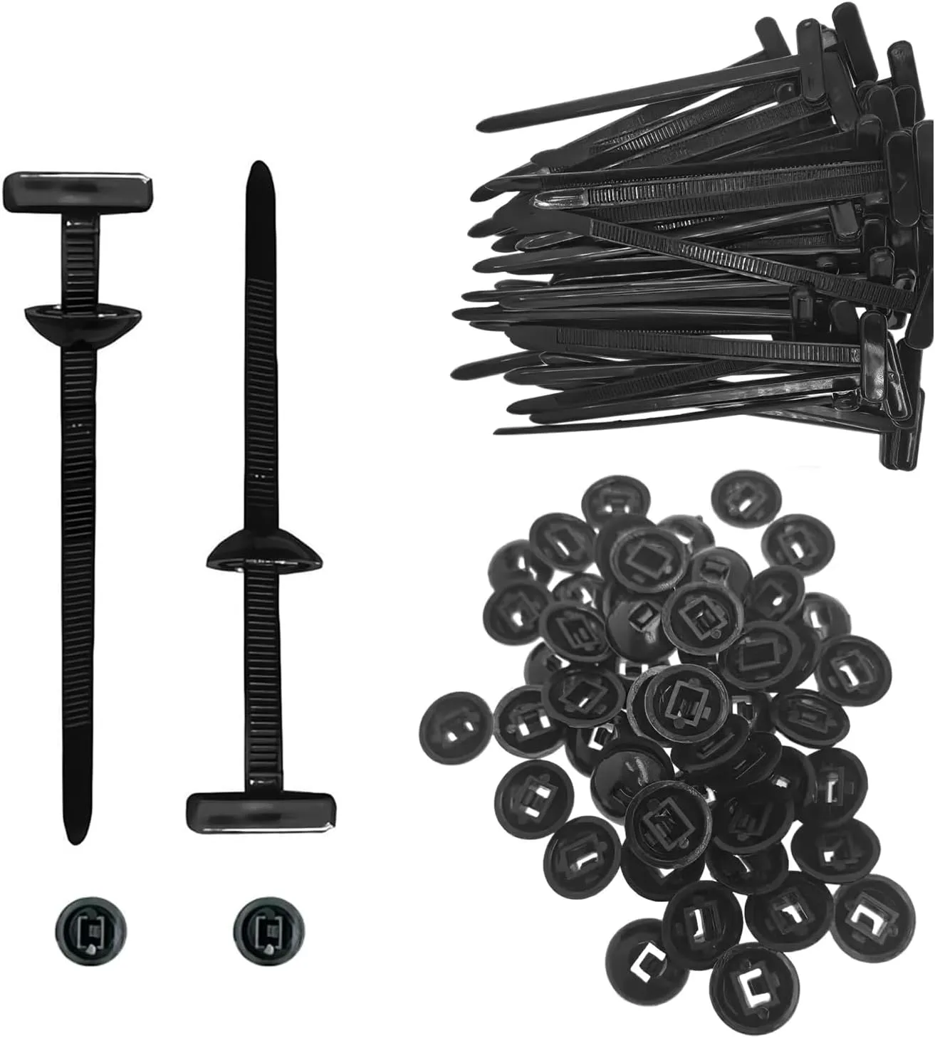 100Pcs Nylon Universal Cable Tie Buckle,2025 New Heavy Duty Self-Locking Nylon Zip Ties Holder,Multipurpose Plastic Cable Ties Tool for Car Daily Repair