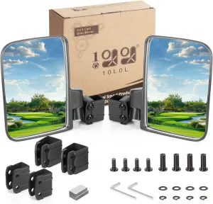 10L0L Golf Cart Mirror, No-drilling Side Rear View Mirrors Compatible with EZGO Club Car for Yamaha Golf Cart and Others (Black Clips)