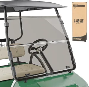 10L0L Golf Cart Windshield for Club Car DS 2000.05-UP | 4mm Thick Tinted Polycarbonate Foldable Shield with Anti-UV Protection & Military-Grade Impact Resistance