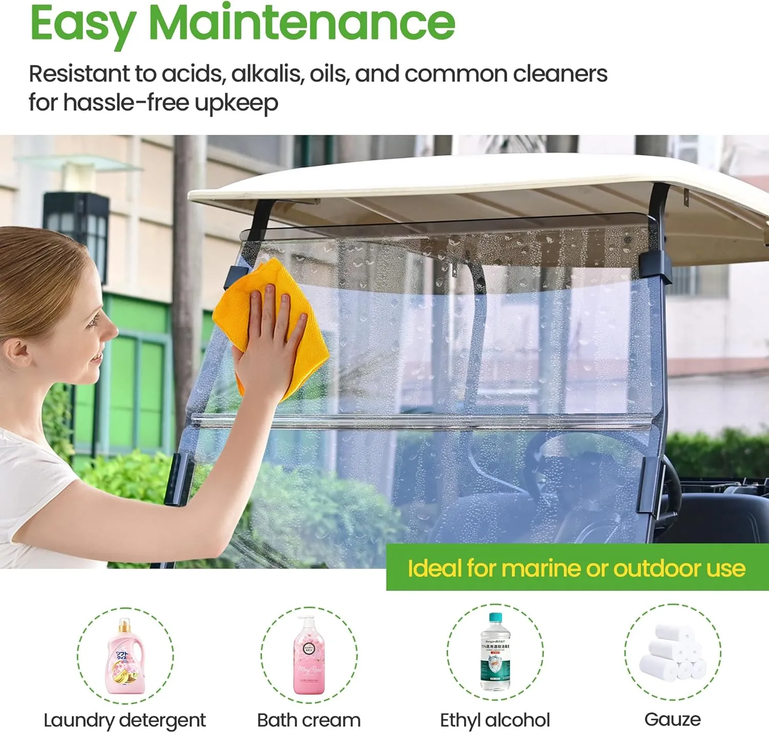 10L0L Golf Cart Windshield for Club Car DS 2000.05-UP | 4mm Thick Tinted Polycarbonate Foldable Shield with Anti-UV Protection & Military-Grade Impact Resistance