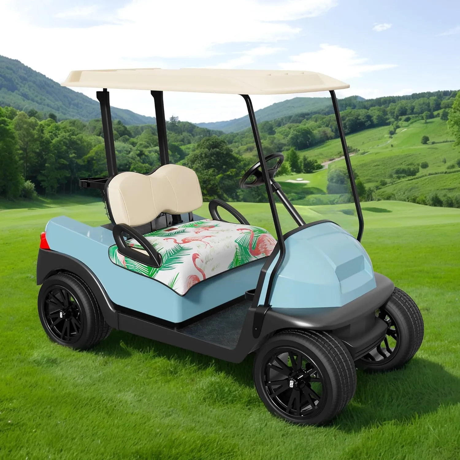 10L0L Universal Golf Cart Seat Cover Blanket Cushion Cover for EZGO TXT RXV/Club Car DS Precedent, Seat Towel for 2/4 Person Seats Suitable for All Weather
