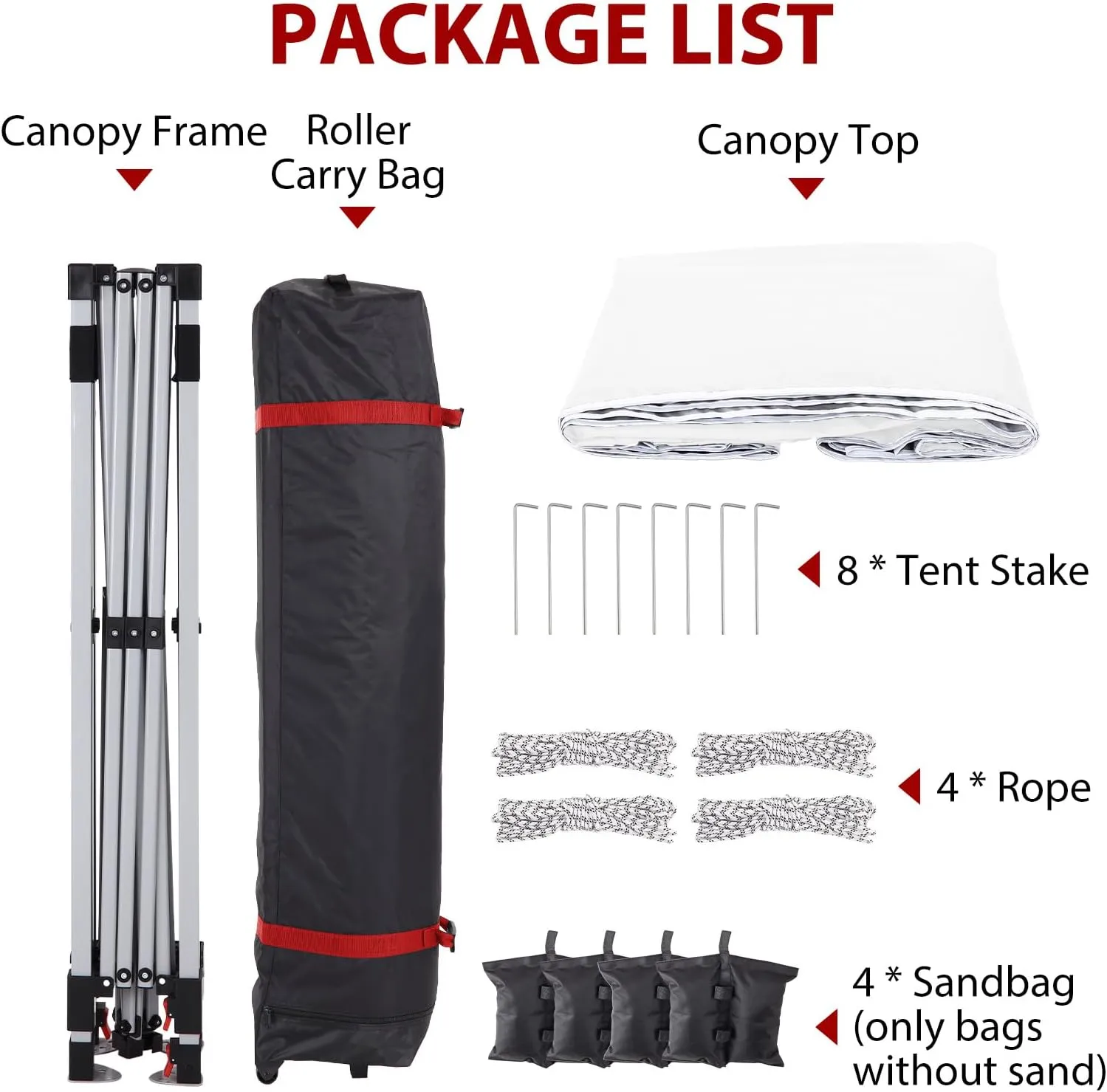 10x10 FT Pop Up Canopy Tents, Instant Portable Shelter with Easy One-Person Setup, Adjustable Heights, Wheeled Carry Bag, Bonus Stakes & Ropes, Outdoor Shade for Parties, Patio, Commercial Use,White