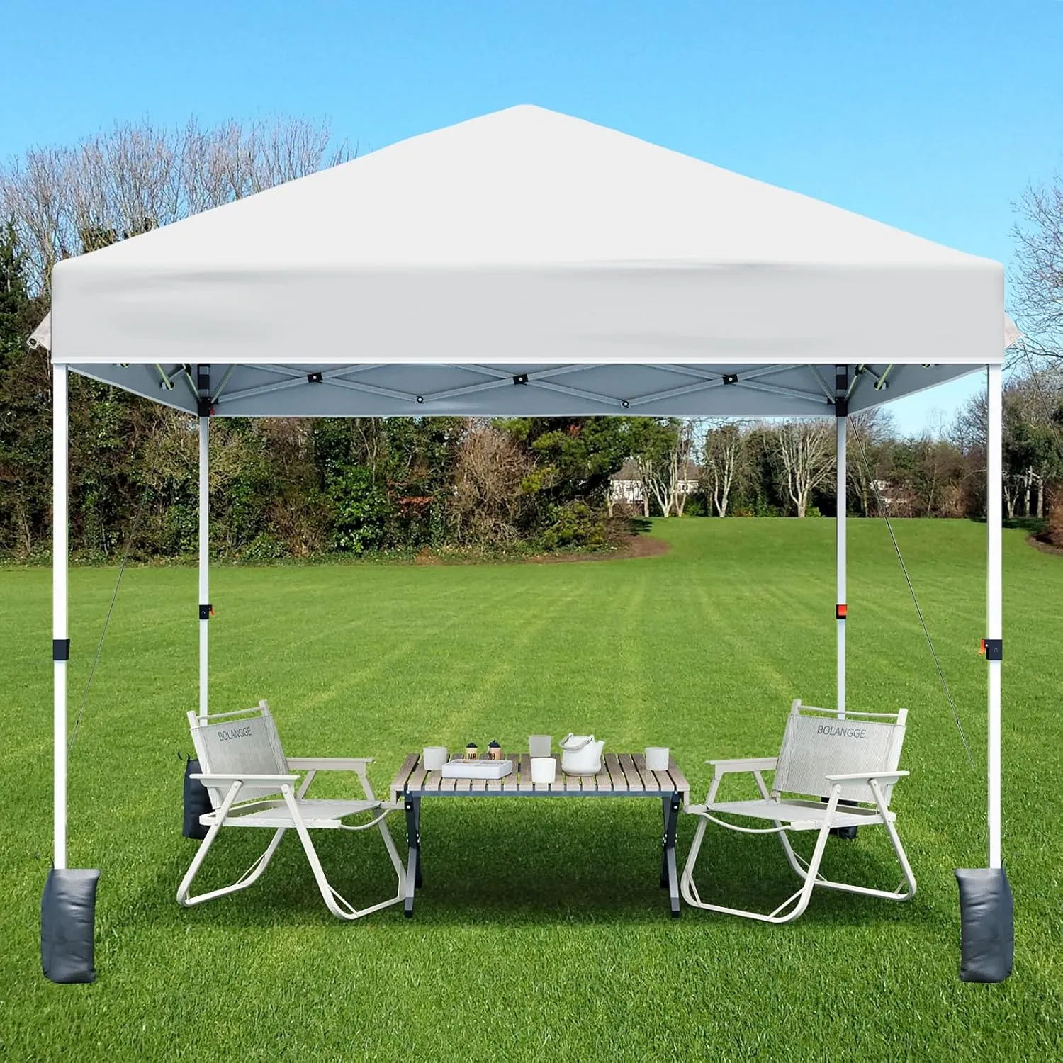 10x10 FT Pop Up Canopy Tents, Instant Portable Shelter with Easy One-Person Setup, Adjustable Heights, Wheeled Carry Bag, Bonus Stakes & Ropes, Outdoor Shade for Parties, Patio, Commercial Use,White