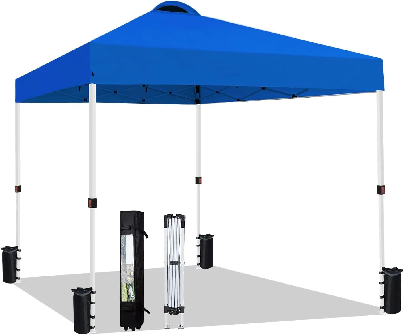 10x10 Heavy Duty Pop up Commercial Canopy Tent Instant Sun Shelter with Roller Bag, Bonus 8 Stakes and 4 Ropes, Blue
