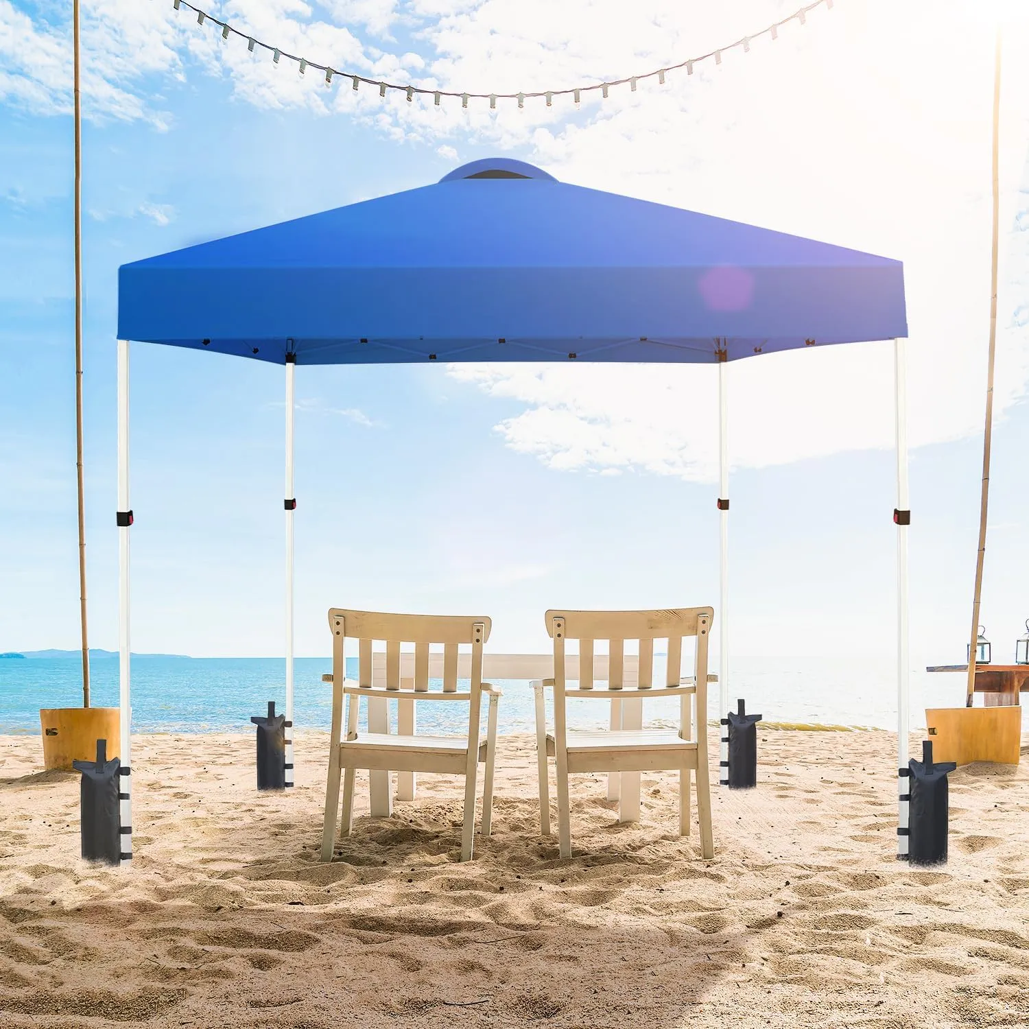 10x10 Heavy Duty Pop up Commercial Canopy Tent Instant Sun Shelter with Roller Bag, Bonus 8 Stakes and 4 Ropes, Blue