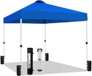 10x10 Heavy Duty Pop up Commercial Canopy Tent Instant Sun Shelter with Roller Bag, Bonus 8 Stakes and 4 Ropes, Blue