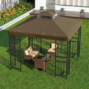 10'x10' Replacement Canopy Top Cover Only for Gazebo, Double Tiered Gazebo Covers for Outdoor Patio Garden Canopy Upgraded 2025 (Brown)