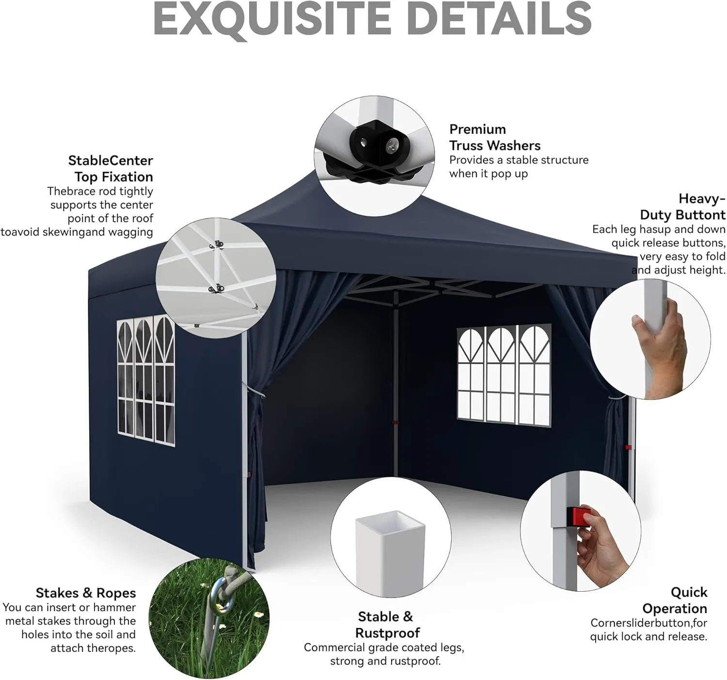 10x10FT Pop Up Canopy Tent with Wheeled Bag, Patented One-Push Tent with 4 Removable Sidewalls, Instant Outside Tent with Sidewalls for Outdoor Events, Patio, Backyard, Party, Camping