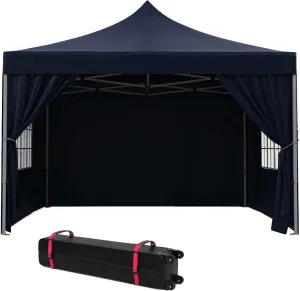 10x10FT Pop Up Canopy Tent with Wheeled Bag, Patented One-Push Tent with 4 Removable Sidewalls, Instant Outside Tent with Sidewalls for Outdoor Events, Patio, Backyard, Party, Camping
