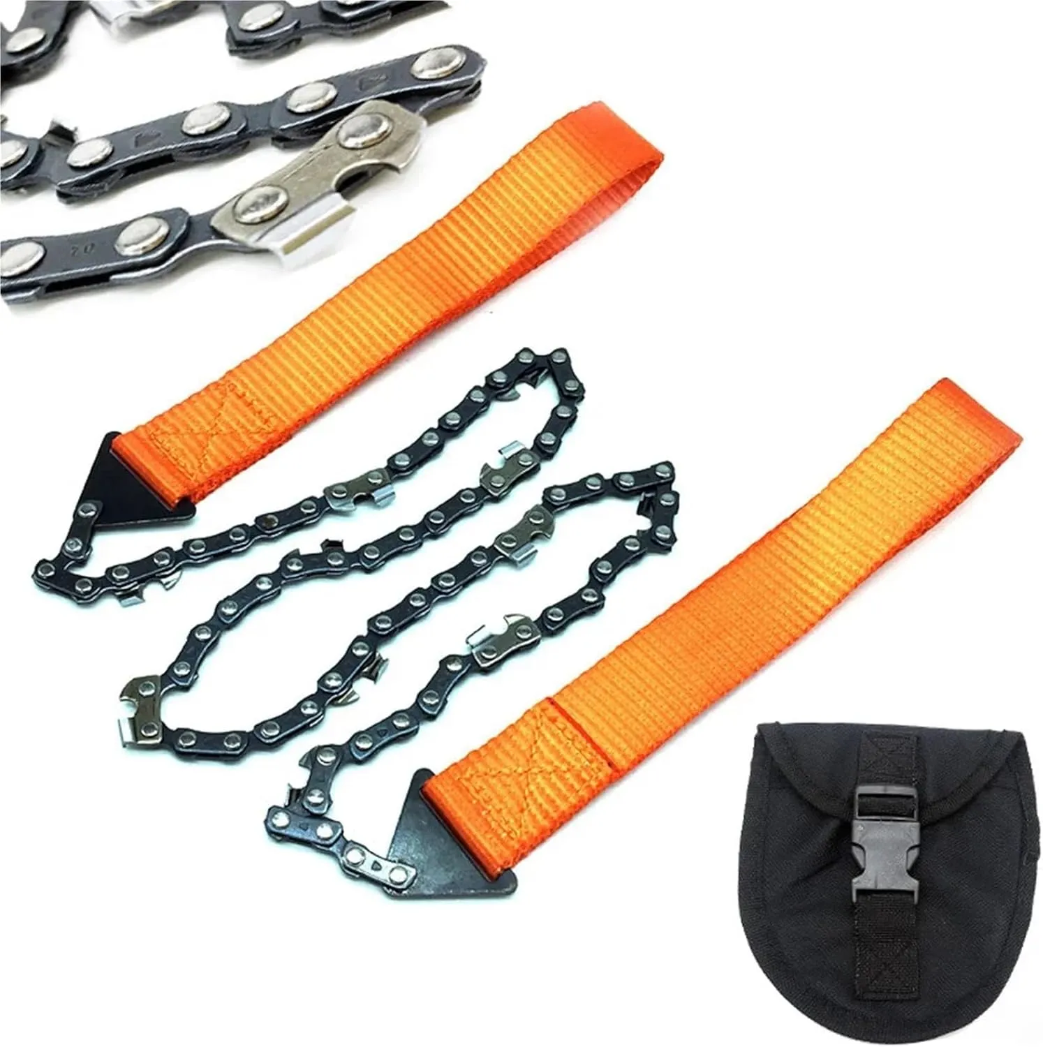 11 Teeth Outdoor Portable Hand Drawn Wire Saw Ideal For Field Mountaineering Life Saving Multi Function Saw Black Orange(Black)