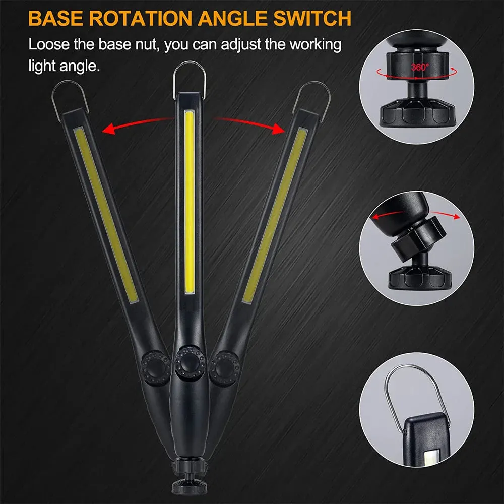 1/10pcs LED Flashlight Magnetic Work Light USB Rechargeable Torch Hook Portable Lantern