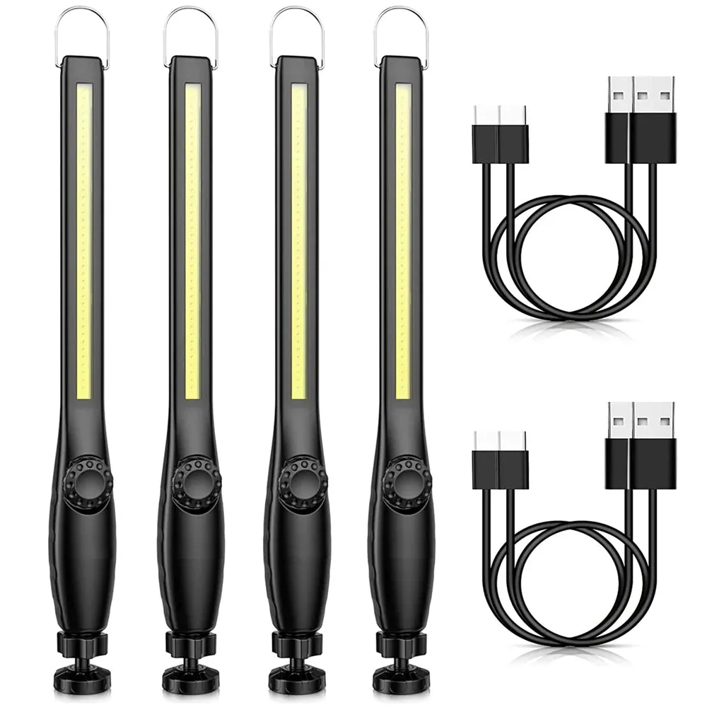 1/10pcs LED Flashlight Magnetic Work Light USB Rechargeable Torch Hook Portable Lantern