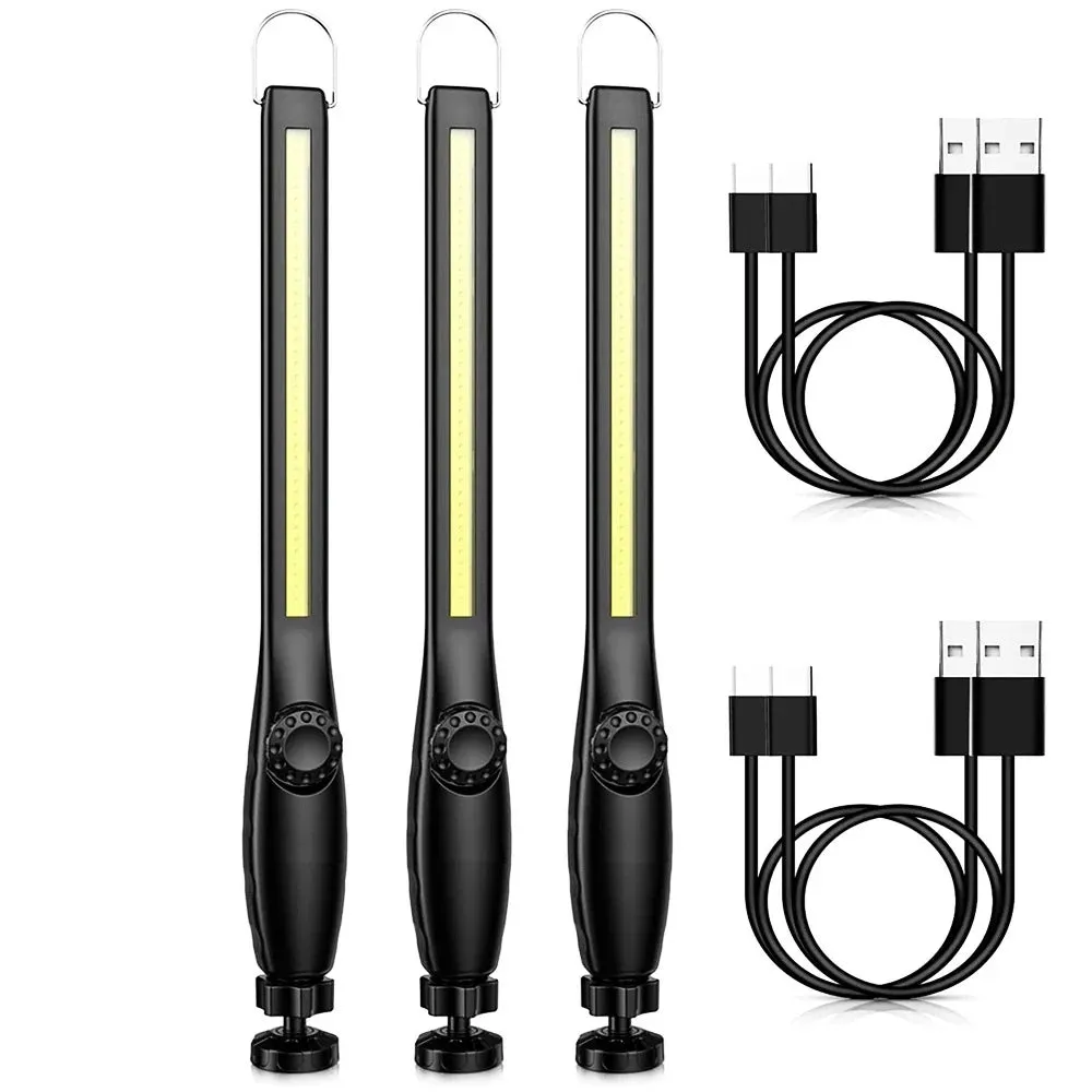 1/10pcs LED Flashlight Magnetic Work Light USB Rechargeable Torch Hook Portable Lantern
