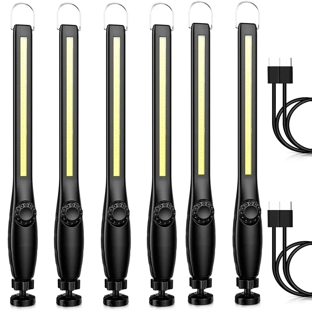 1/10pcs LED Flashlight Magnetic Work Light USB Rechargeable Torch Hook Portable Lantern