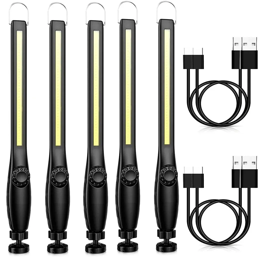 1/10pcs LED Flashlight Magnetic Work Light USB Rechargeable Torch Hook Portable Lantern