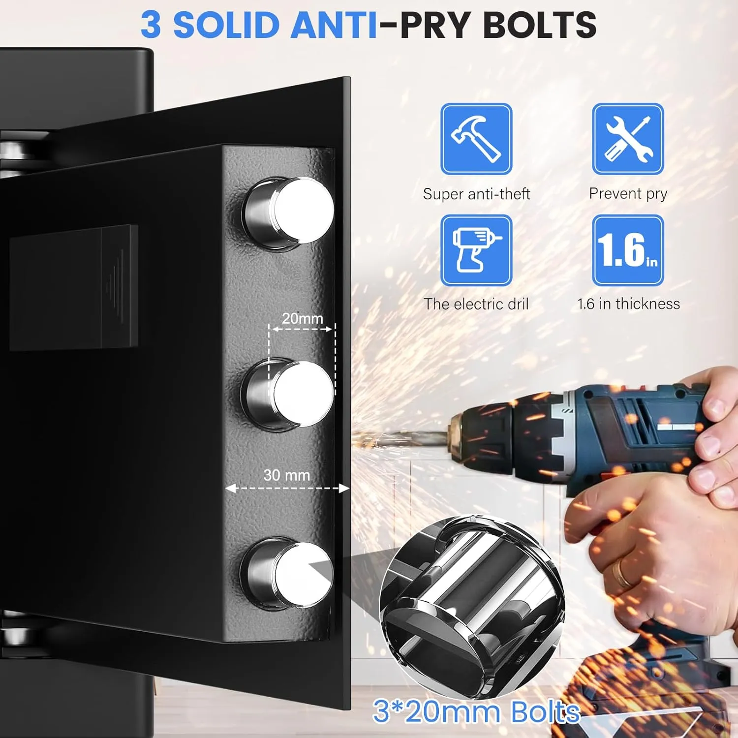 1.2 Cu Ft Home Safe Fireproof Waterproof, Small Fireproof Safe with Keypad and Removable Shelf, Digital Home Security Safety Box for Money Firearm Medicines Valuables