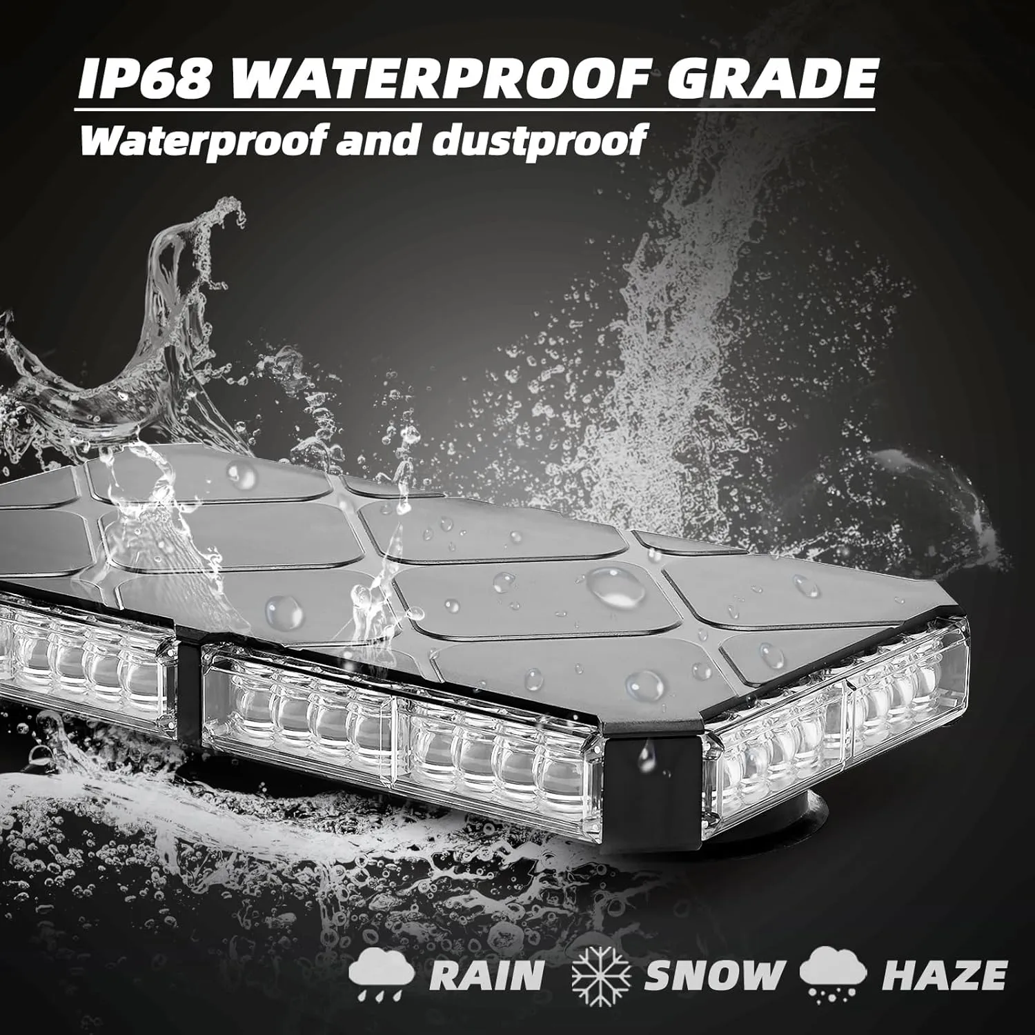 12 Inch Roof Top Beacon Emergency Strobe Lights w/Magnetic Base, Mini LED Warning Traffic Hazard Caution Light Bar for Construction Work Trucks Towing Vehicles Snow Plow (Amber/White)