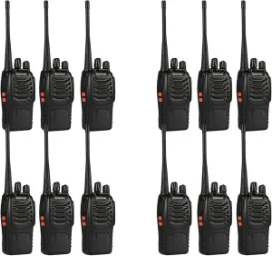 12 Pack Baofeng Bf-888S Walkie Talkies for Adults Long Range Handheld Two-Way Radios Rechargeable with Earpiece Mic,16 Channel Walky Talky with Flashlight for Team, School, Hunting, Skiing