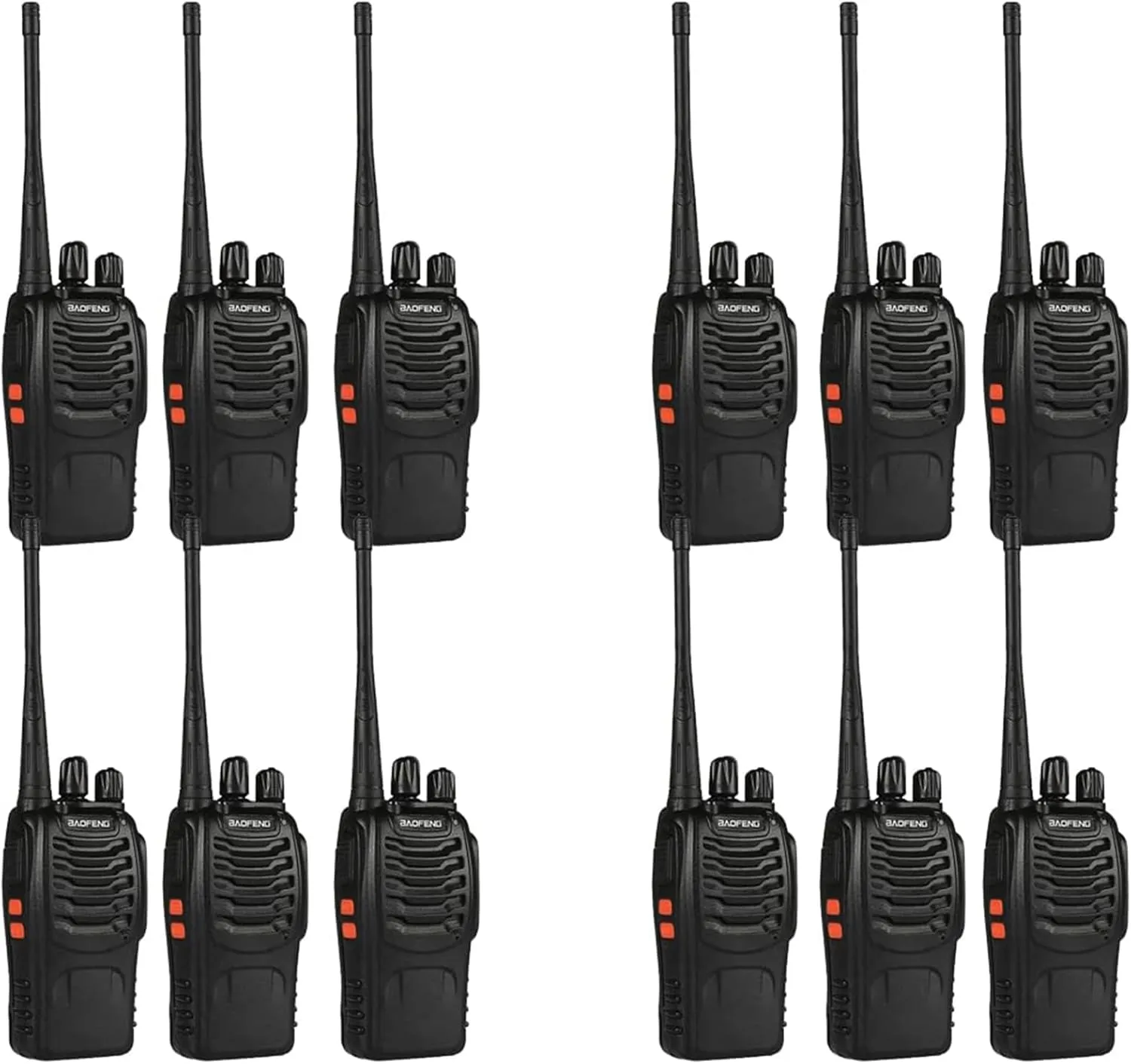 12 Pack Baofeng Bf-888S Walkie Talkies for Adults Long Range Handheld Two-Way Radios Rechargeable with Earpiece Mic,16 Channel Walky Talky with Flashlight for Team, School, Hunting, Skiing