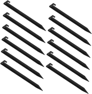 12 Pcs Heavy Duty Plastic Tent Stakes Garden Lawn Tarp Pegs for Outdoor Camping Beach and Courtyard Decoration Durable Anchors for Secure Grounding