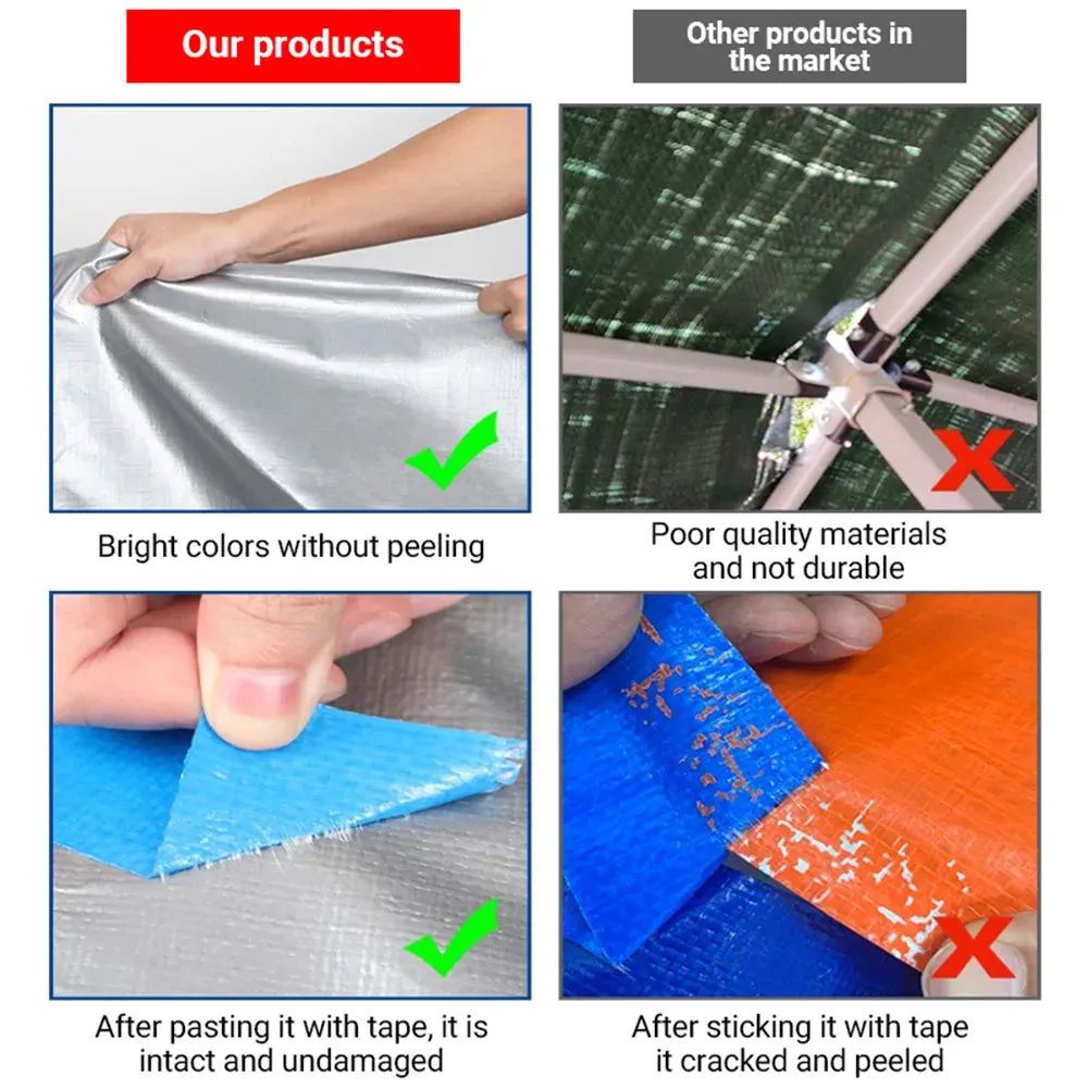 1/2pcs Large Tarpaulin Heavy Duty Thickened Waterproof  Tarp Rain Cover Multipurpose Outdoor Garden Camping Car Tent Sun Shelter