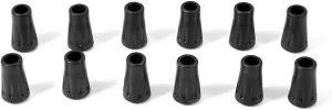 12pcs Walking Stick Tips Rubber - Black Long Head Rod Cap Protectors - Designed for Walking, Hiking, and Trekking Poles