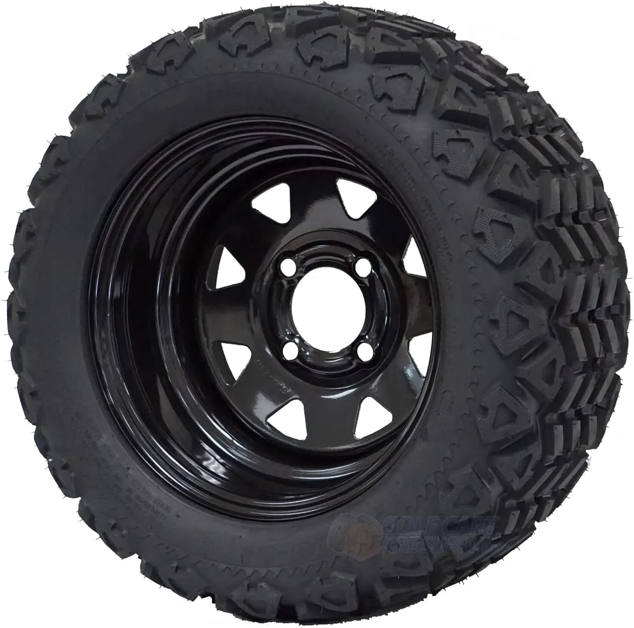 12" Black Steel Golf Cart Wheels and 20x10-12" All Terrain Tires - Set of 4