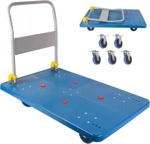 1320lbs Foldable Platform Truck Dolly with Swivel Wheels, Heavy Duty Moving Platform Hand Truck, Moving Flatbed Cart Push Cart Platform Dolly Cart for Groceries, Warehouse(43.31" x 25.51" Blue)