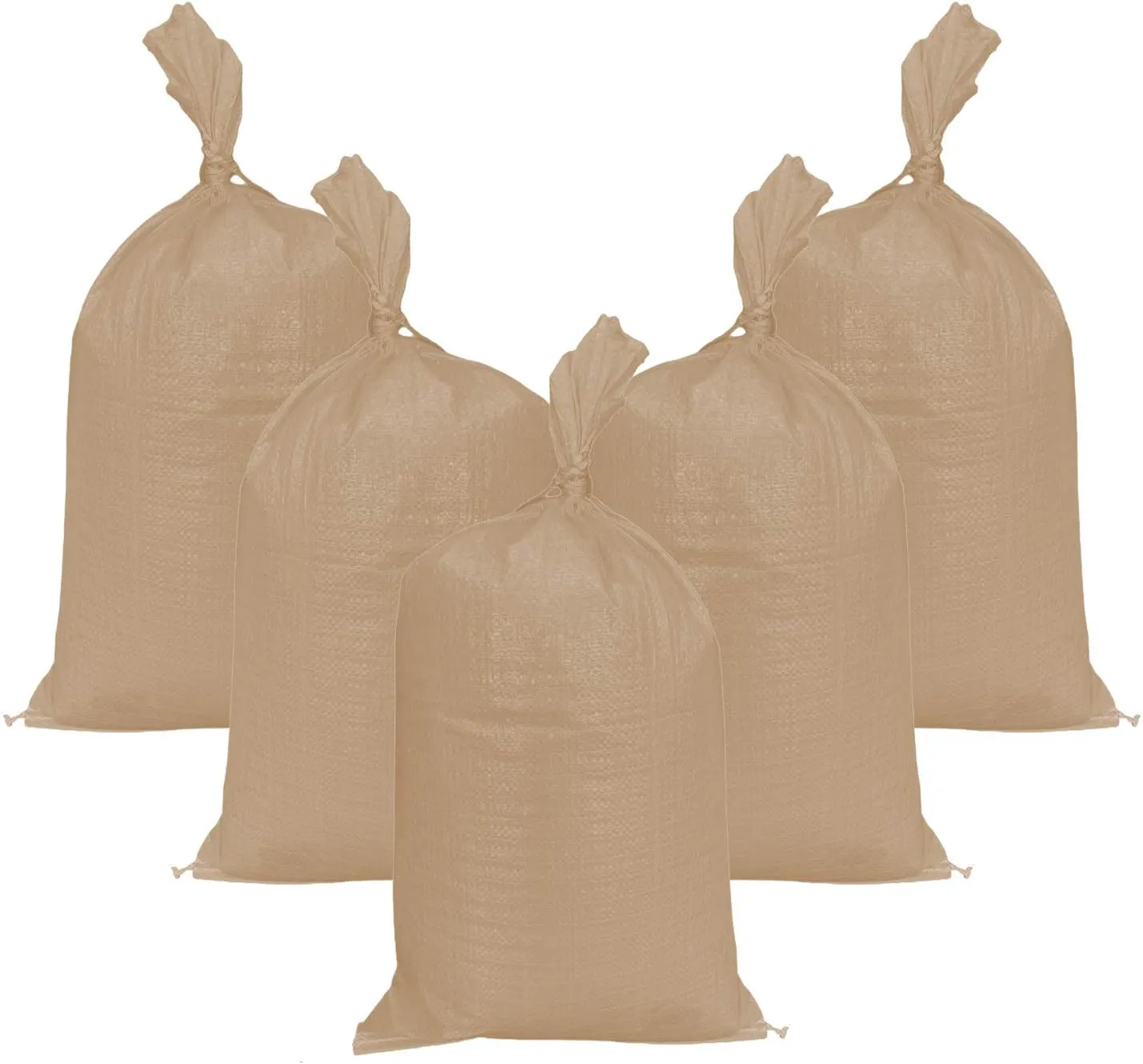 14" x 26" Poly Sandbags W/UV Protection & Built-in Ties - Flood Water Barrier - Tent Sandbags - Tan