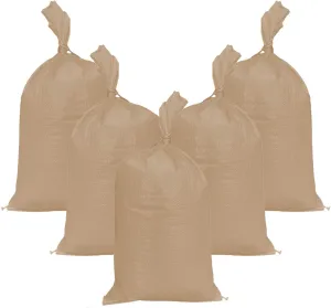 14" x 26" Poly Sandbags W/UV Protection & Built-in Ties - Flood Water Barrier - Tent Sandbags - Tan