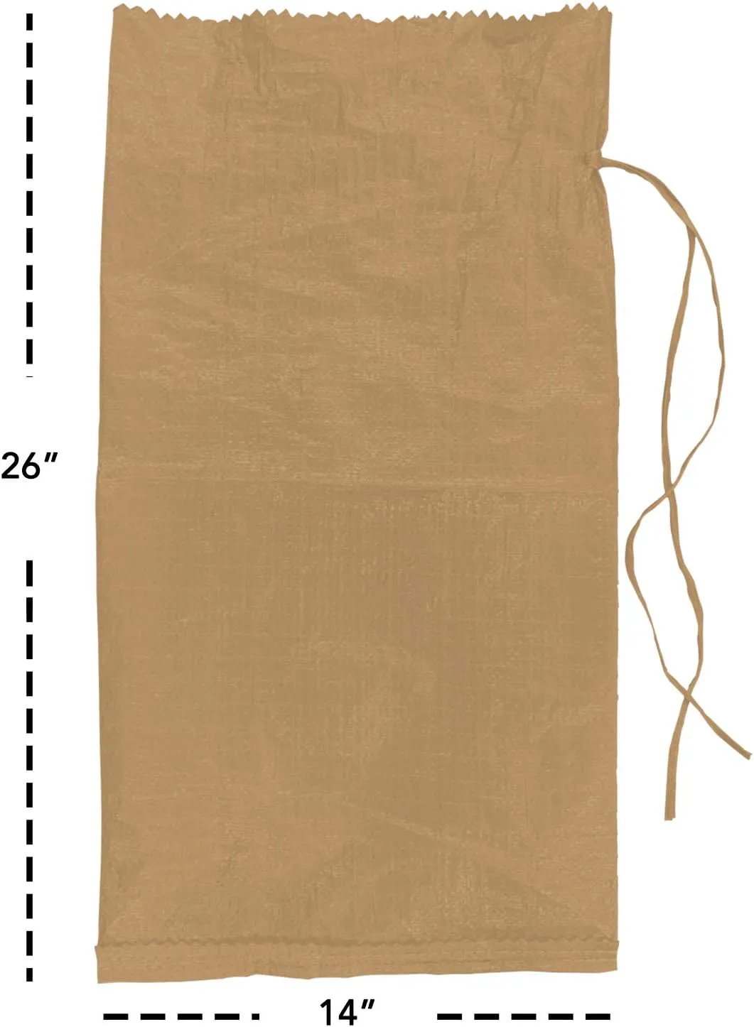 14" x 26" Poly Sandbags W/UV Protection & Built-in Ties - Flood Water Barrier - Tent Sandbags - Tan
