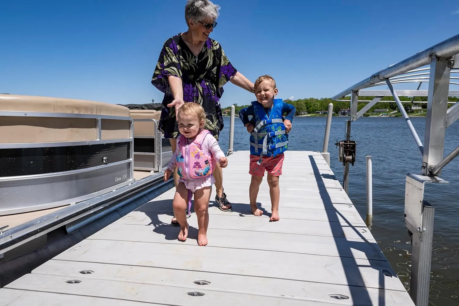 15-Foot Floating Dock Kit, T-Shape Floating Dock for Lakes and Ponds for Fishing, Swimming, Boats, Complete Kit with Modular Sections, Connectors, and Hardware